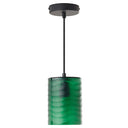 5" W Elowen Mid-Century Modern Green Cylinder Hand Blown Glass Shade Pendant Light