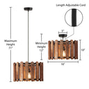 16" W 1-Light Wrenley Metal and Wood Pendant Light
