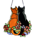 12.5"H Stained Glass Cats in the Garden Window Panel