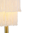 17.88"H Polished Metal Accent Lamp With Cream Fringe Shade