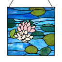 12" H Lotus Pond Stained Glass Window Panel
