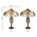 24.5" H Halston Double Lit Amber Bowl Shade Stained Glass Table Lamp