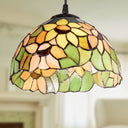 10" W Evelina Yellow Sunflowers Stained Glass Dome Shade Pendant Light