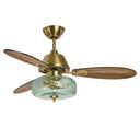 42" W Cecile LED Indoor Hand-Blown Seafoam Green Glass Shade with Dot Texture Ceiling Fan with Remote Control