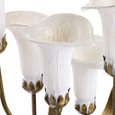 20"H Hand Blown Glass 5 Calla Lily Uplight Accent Lamp. Close up of shades unlit