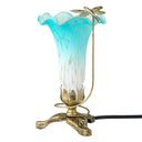 9"H Handpainted Glass Dragonfly Lily Lamp