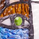 13"H Crazy Cat Stained Glass Window Panel