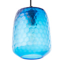 7" W Payton Retro Blue Hand Blown Glass Globe Shade Pendant Light with Hand Cut Honeycomb Design