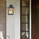 River of Goods Natural Stained Glass and Oil Rubbed Bronze 1-Light Outdoor Lantern Wall Sconce