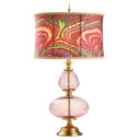 31.5" H Dash Red Printed Drum Shade Geometric Pink Glass Table Lamp