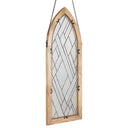 36" H Cathedral Geometric Clear Glass Window Panel in Mango Wood Frame