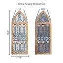 48.5" H Floral Cathedral Tiffany-Style Stained Glass Window Panel