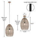 Alessia River of Goods Brass Metal Cone-Shaped Woven Pendant Lamp