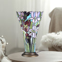 13.5" H Tiffany-Style Floral Vase Stained Glass Hurricane Table Lamp