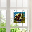 14" H Bald Eagle Stained Glass Window Panel