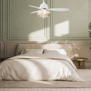 42" W Braxton LED Indoor Clear and Gold Glass Ceiling Fan with Oak/White Blades, Remote Control