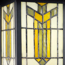 River of Goods Amber Stained Glass and Black 1-Light Outdoor Lantern Wall Sconce