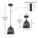 7" W Drake Black Hand Blown Glass Bell Shade Pendant Light
