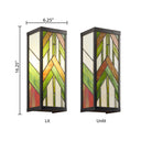 River of Goods Green Stained Glass and Black Satin Rectangular 1-Light Outdoor Wall Sconce