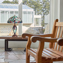 24.5" H Victorian Green Dome Shade Double Lit Tiffany-Style Stained Glass Table Lamp