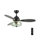 42" W Cecile LED Indoor Hand-Blown Seafoam Green Glass Shade with Dot Texture Ceiling Fan with Remote Control