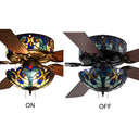 52"W LED Tiffany Style Stained Glass Halston Ceiling Fan with Remote Control