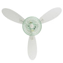 42" W Cecile LED Indoor White Ceiling Fan with Hand-Blown Seafoam Green Glass Shade with Remote Control