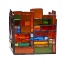 4.75" W Tiffany-Style Geometric Stained Glass Candle Holder