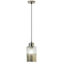 6" Callie Silver Finish Textured Metallic Gold and Clear Ombre Glass Cylinder-Shaped Pendant Lamp
