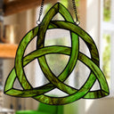 11.75" H Trinity Knot Celtic Stained Glass Window Panel