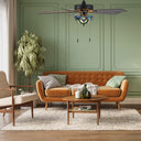 52" W Halston Indoor Tiffany Stained Glass Oil Rubbed Bronze Ceiling Fan with Remote Control