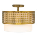 10.125"H Xander Mixed-Material Drum Shade Ceiling Light