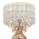 25"H Jeweled Metal and Mosaic Base Table Lamp with Cascading Crystals