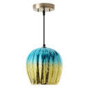 9 in. Gold 1-Light Pendant with Teal and Gold Ombre Mercury Glass Shade
