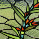 10" H Happy Hummingbird Stained Glass Window Panel. Close up