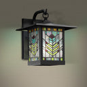 River of Goods Multicolor Stained Glass and Black 1-Light Outdoor Lantern Wall Sconce