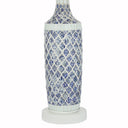 Madison River of Goods Blue and White Metal and Tan Rattan 25-Inch Table Lamp