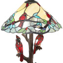 23.75"H Triple-Lit Stained Glass Cardinal Lamp