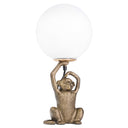 17" H Gold Finish Monkey Table Lamp with Glass Globe Shade