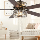 52"W LED Caged Clear Crystal Ceiling Fan with Remote Control