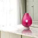13" H Meggie Fuchsia Globe-Like Shade Accent Lamp with a White Marble Pedestal Base