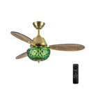 42" W Brynn LED Indoor Green Hand-Cut Glass Globe Shade Ceiling Fan with Remote Control