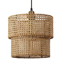 12" W 1-Light Alvero Metal and Rattan Pendant