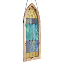 36" H Aqua Victorian Cathedral-Inspired Stained Glass Window Panel