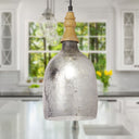 7" Coralie Textured Silver Glass Bell-Shaped Pendant Lam