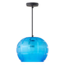 11.75" W Curtis Modern Blue Hand Blown Glass Globe Shade Pendant Light