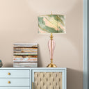 33" H Romance Pink/Green Drum Shade Geometric Glass Table Lamp
