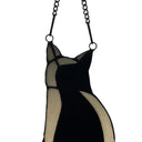 12.5”H Kate Black Library Cat Stained Glass Window Panel