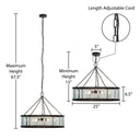 25" W 3-Light Gwen Black Metal and Glass Pendant