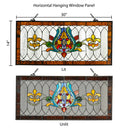 30"L Fleur De Lis Stained Glass Pub Window Panel